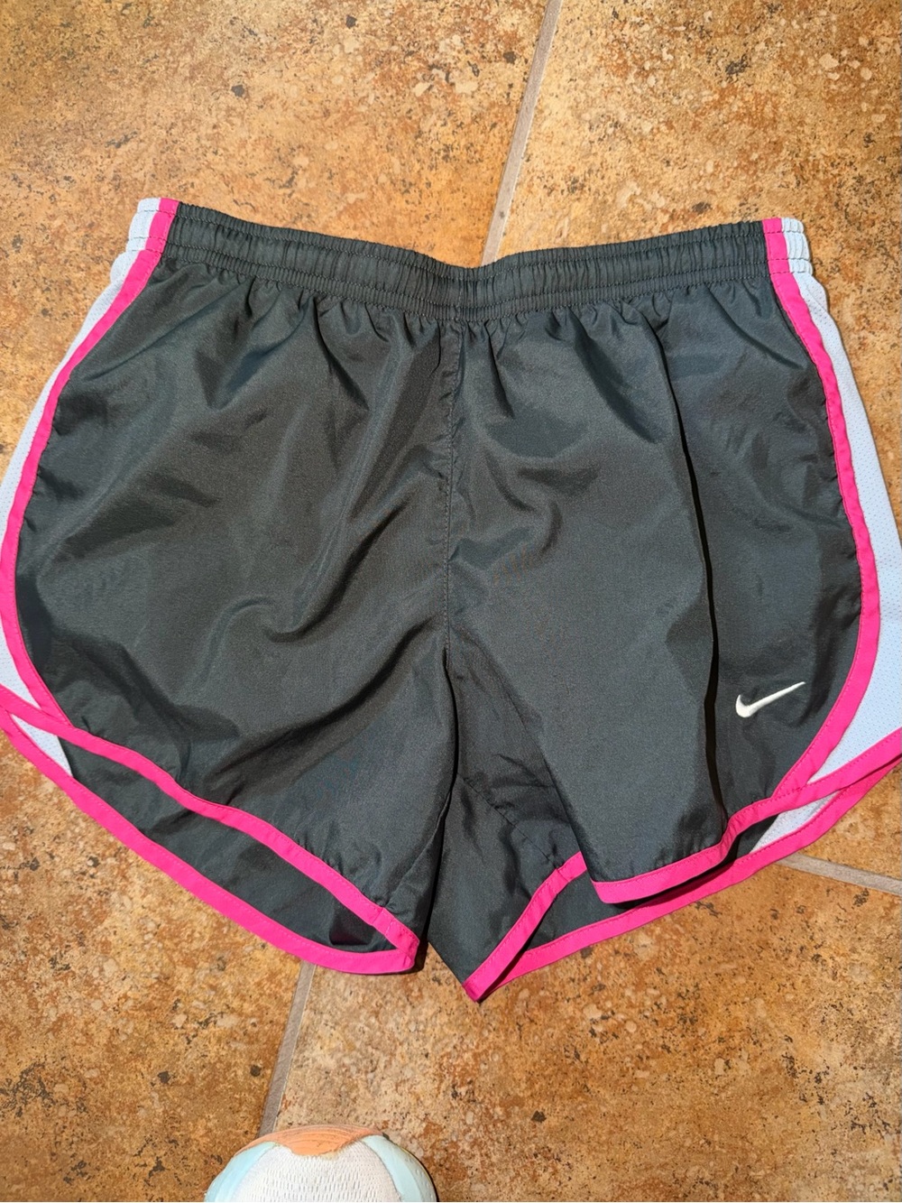 Nike Black Shorts with Pink Trim and White Logo